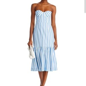 Aqua Bloomingdale’s Exclusive Blue Striped Midi Dress